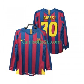 Camisolas de futebol FC Barcelona Lionel Messi 30 2006 Retro Equipamento Principal 2005 Manga Comprida